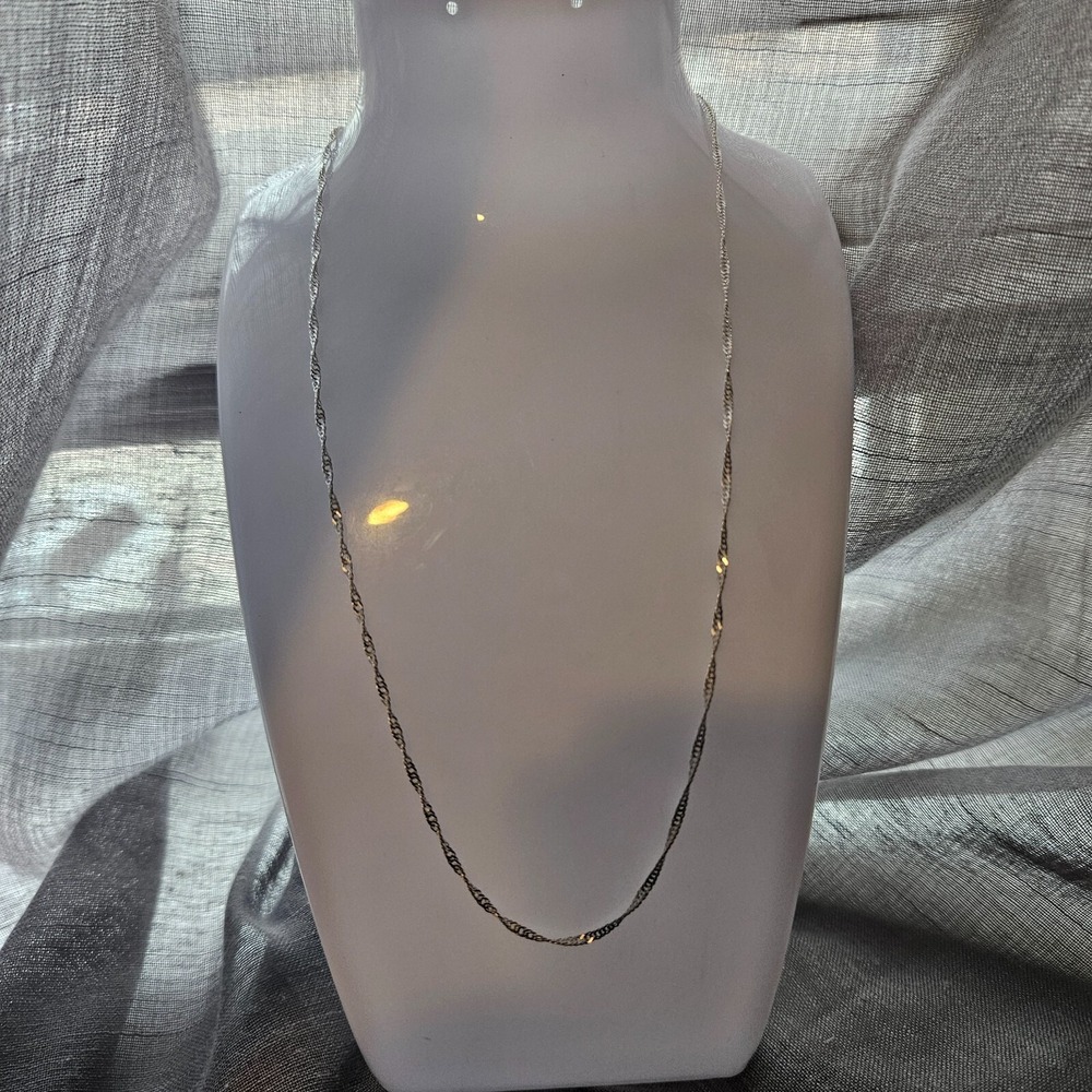 Dainty Fine Singapore twisted silver 925 stamped 16" Necklace